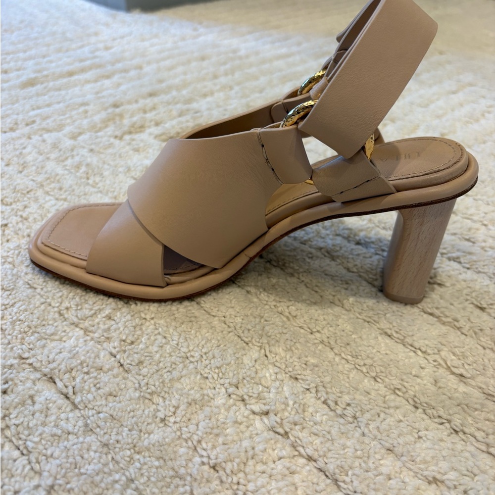 Ulla Johnson Beige Leather Block Heel Sandals